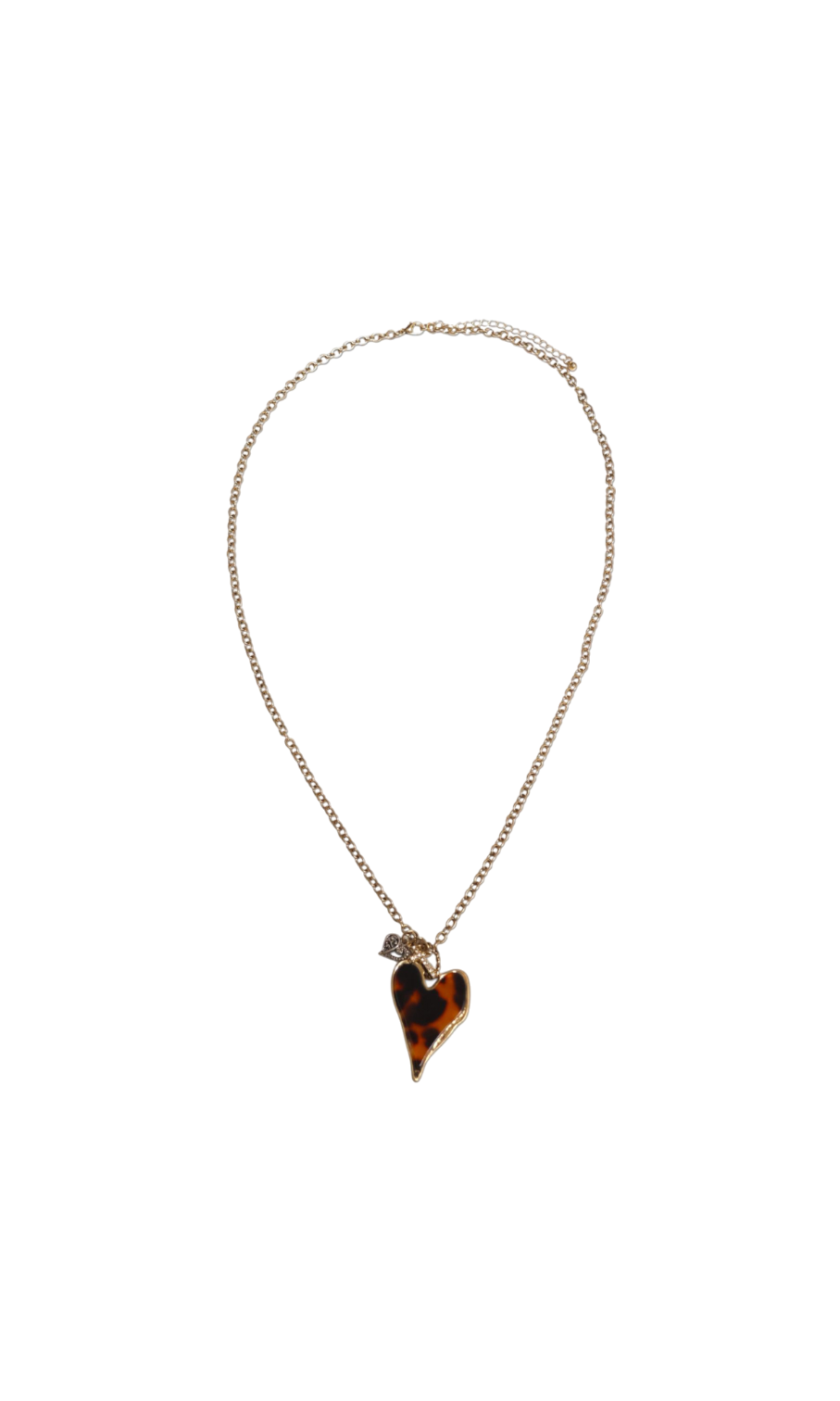 Necklace with a heart-shaped pendant on a white background