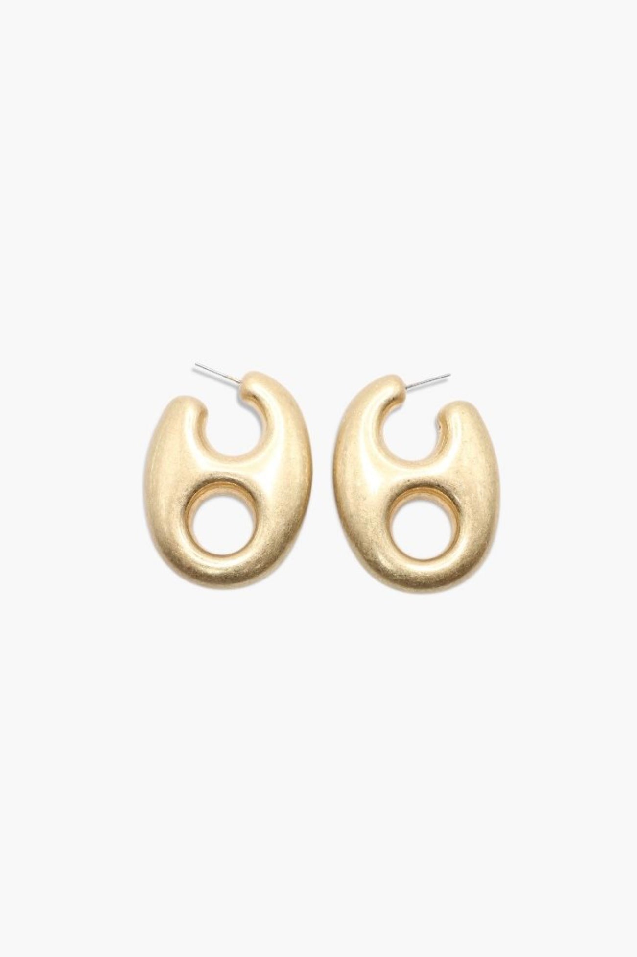 Gold hoop earrings on a white background