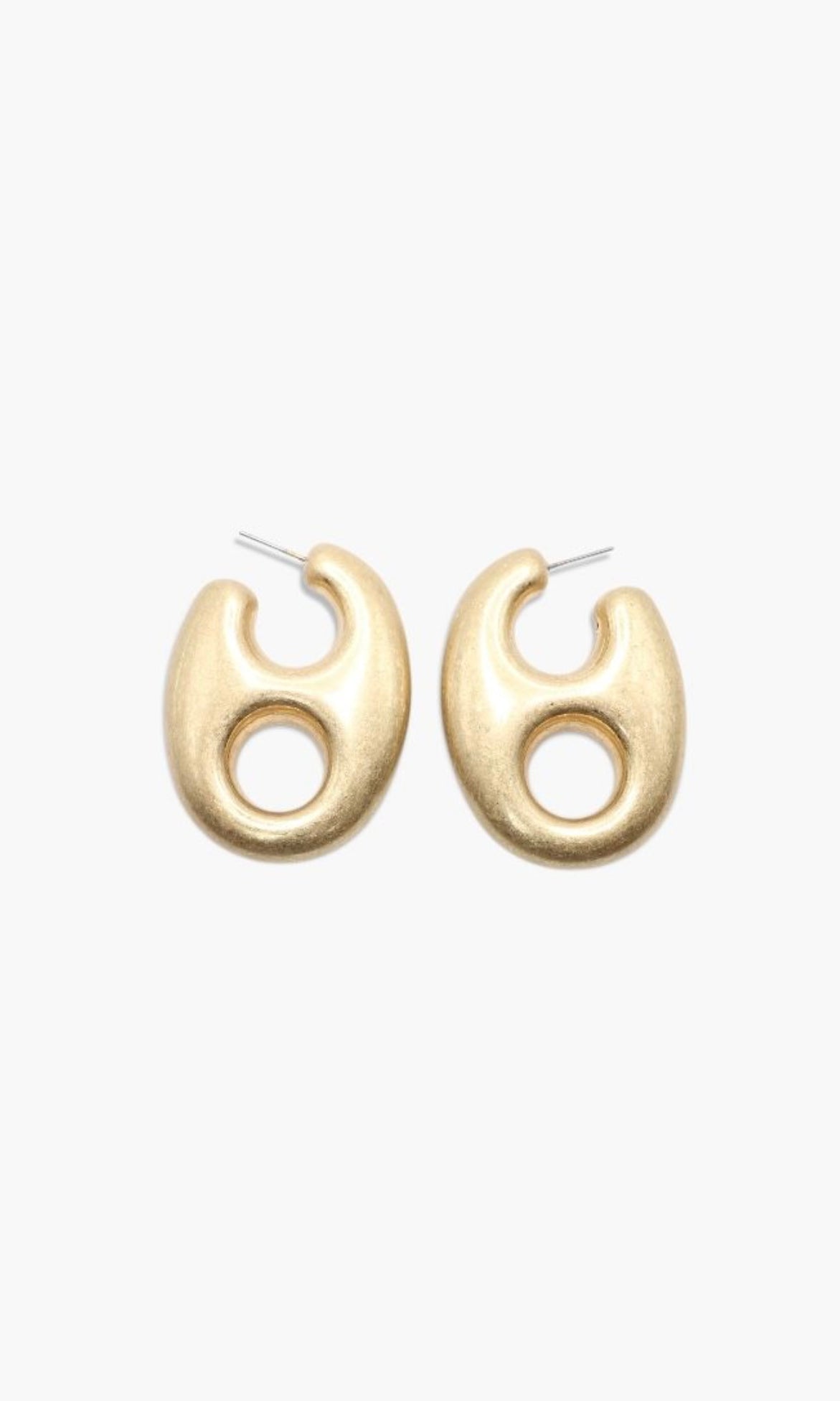 Gold hoop earrings on a white background