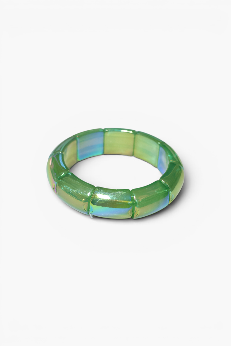 Green and blue bracelet on a white background