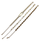 A three gold bracelets on a white background