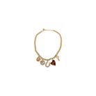 Gold bracelet with charms on a white background