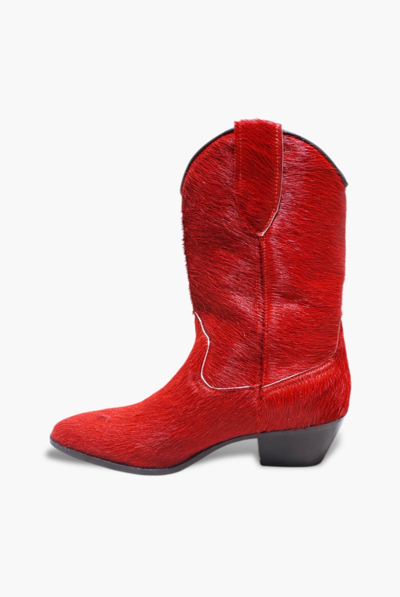 Red cowboy boot on a white background