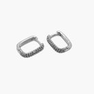 A pair of square-shaped mini hinge hoop earrings with a gold-tone finish.