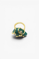 Natural stone statement ring with crystal accents in a gold-tone setting featuring an organic gemstone centerpiece.