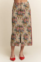 Floral patterned skirt with a plain background